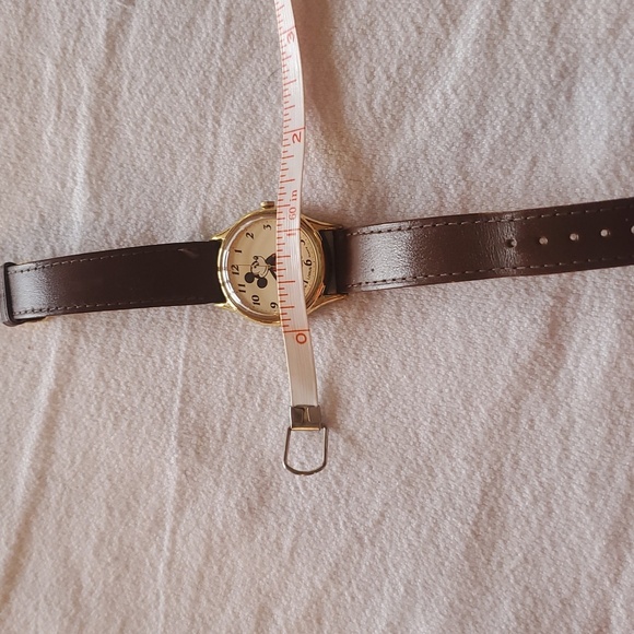 Lotus Mickey Mouse Movement Brown Leather Spiedel Strap Watch with Gold Accents - Picture 6 of 6
